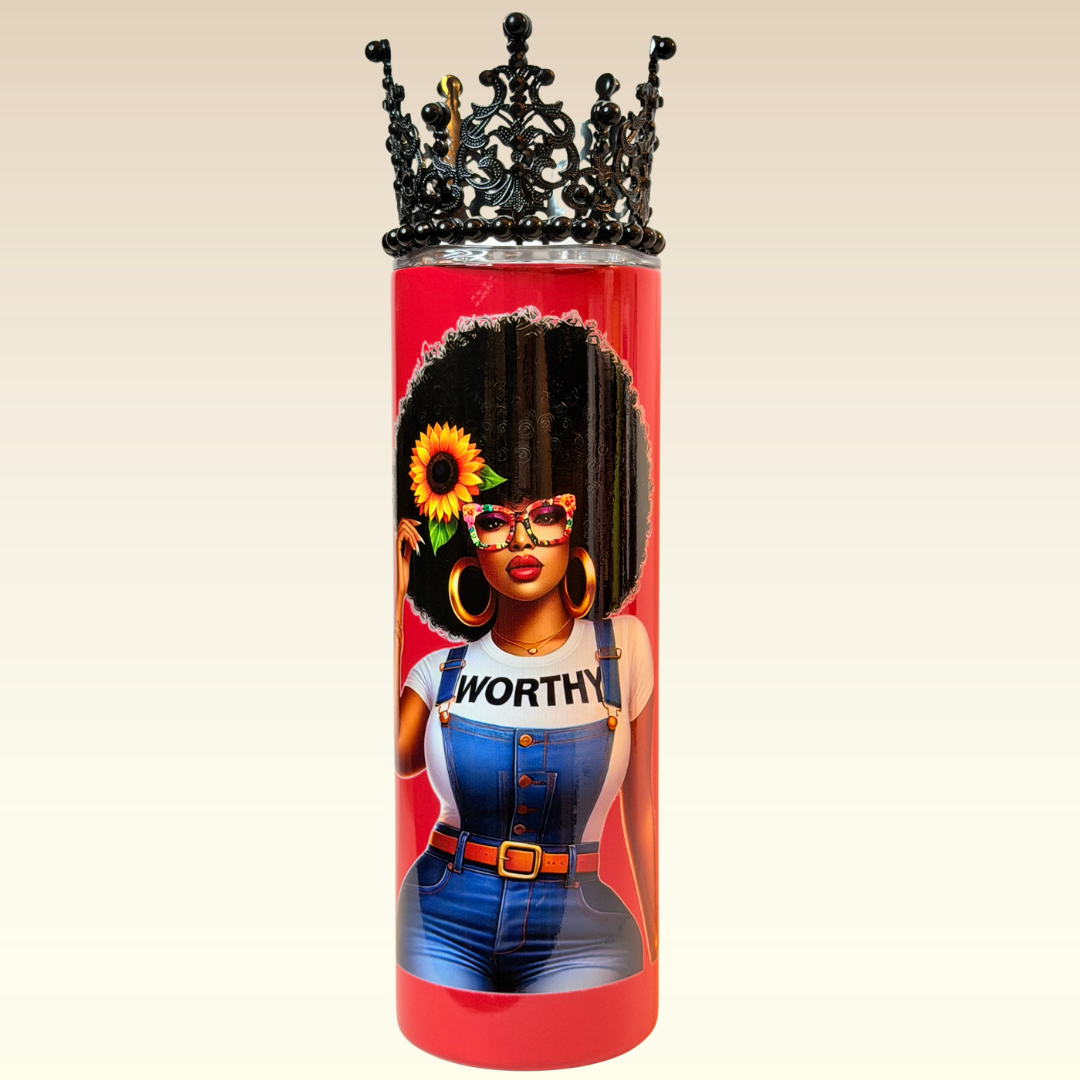 affirmation tumbler for women with decorative crown lid upgrade creating a bold luxury gift-ready presentation