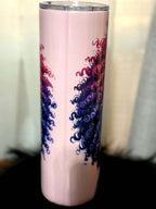 Holographic tumbler with bold female art, part of gift bundle.