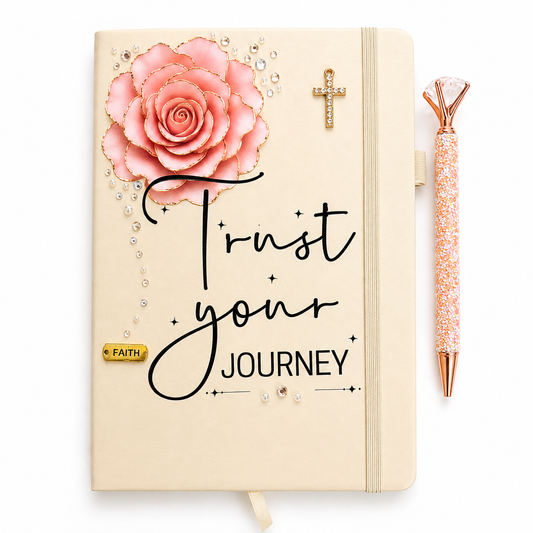 Trust Your Journey Blush Christian Journal for Women | Rose Faith Journal