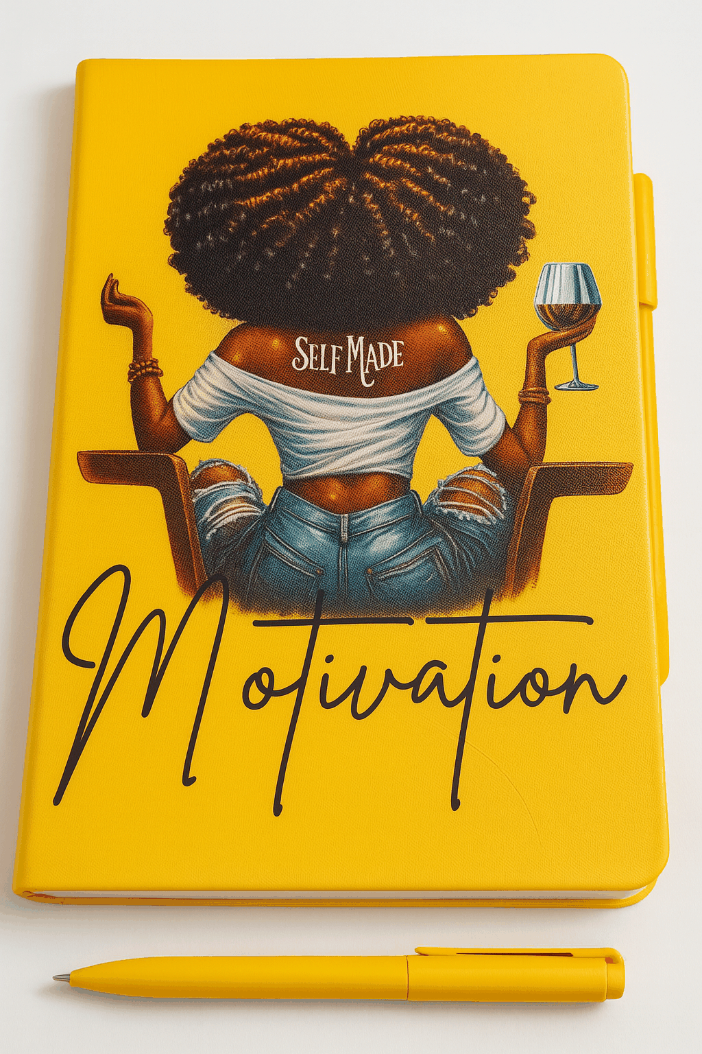 Self Made Motivation Journal A5 hardcover notebook with bold Self Made artwork and 128 lined pages for unwritten royalty inspiration