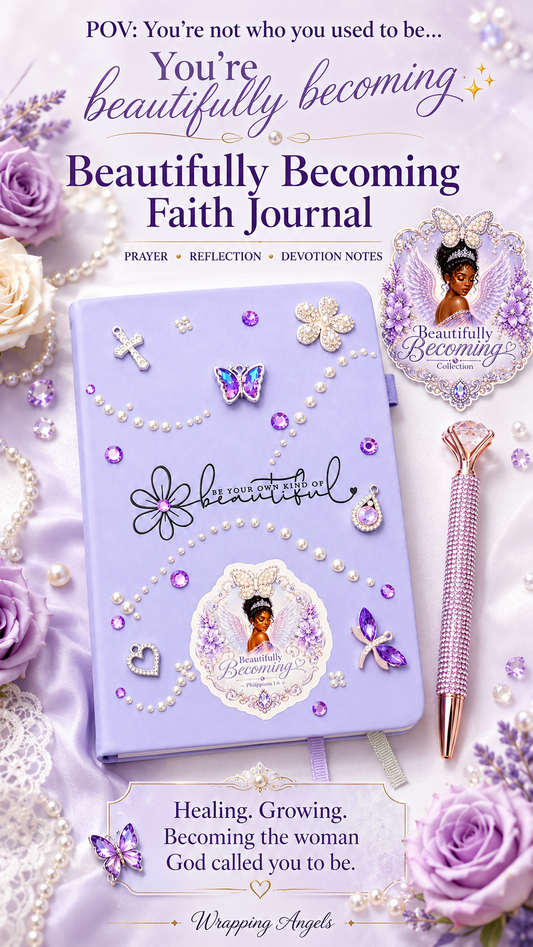 Beautifully Becoming Vegan Lavender Faith Journal Gift Set with Bling Pen