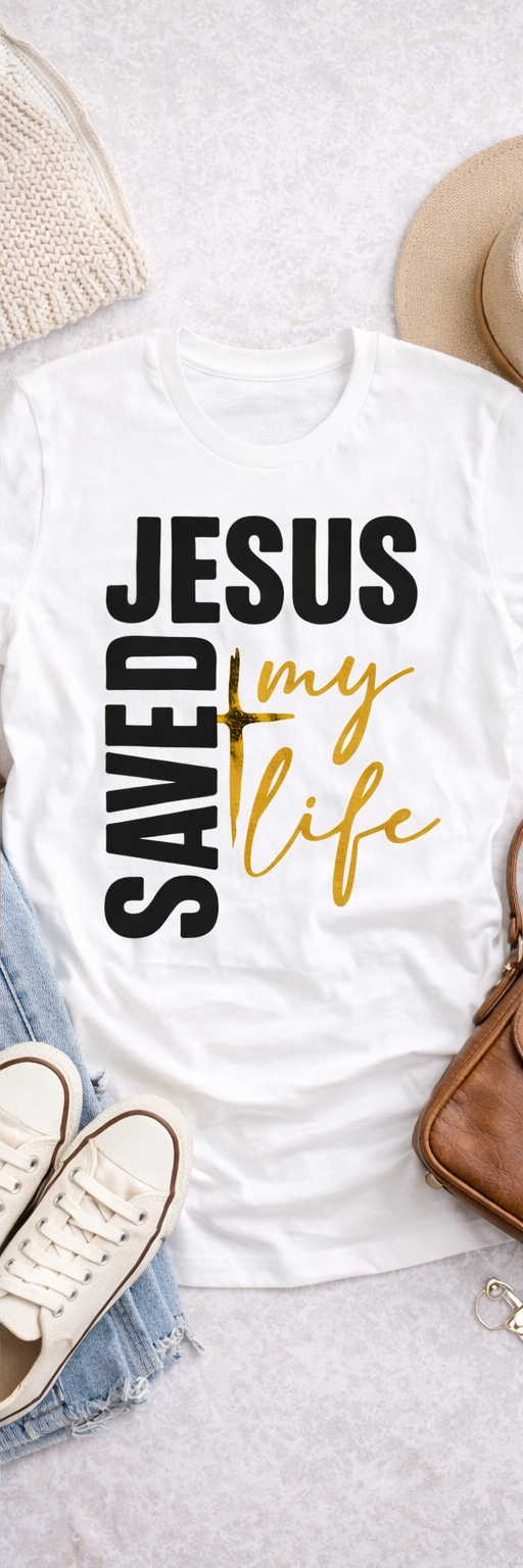 Jesus Saved My Life shirt detailed design inspirational Christian tee
