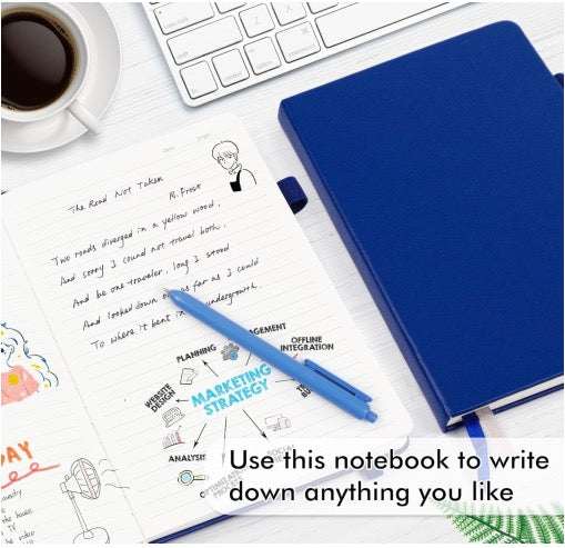 Blue hardcover Pray On It. Pray Over It. Pray Through It. Journal with elastic strap and pen loop for faith journaling